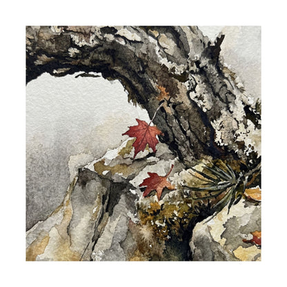 Autumn Pine Tree Watercolor Wall Art Print | Elegant Decor