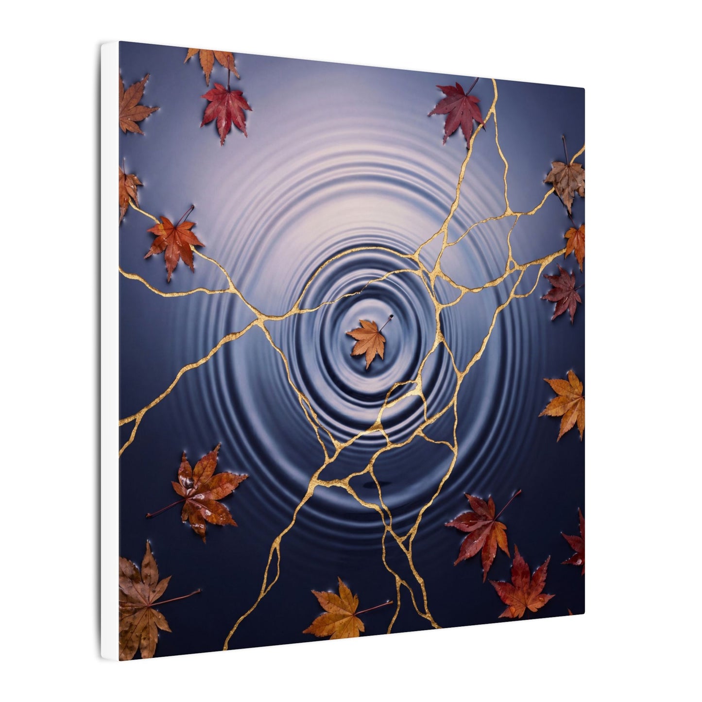 Kintsugi Water Ripple in Dawn | Gold Vein Canvas Art