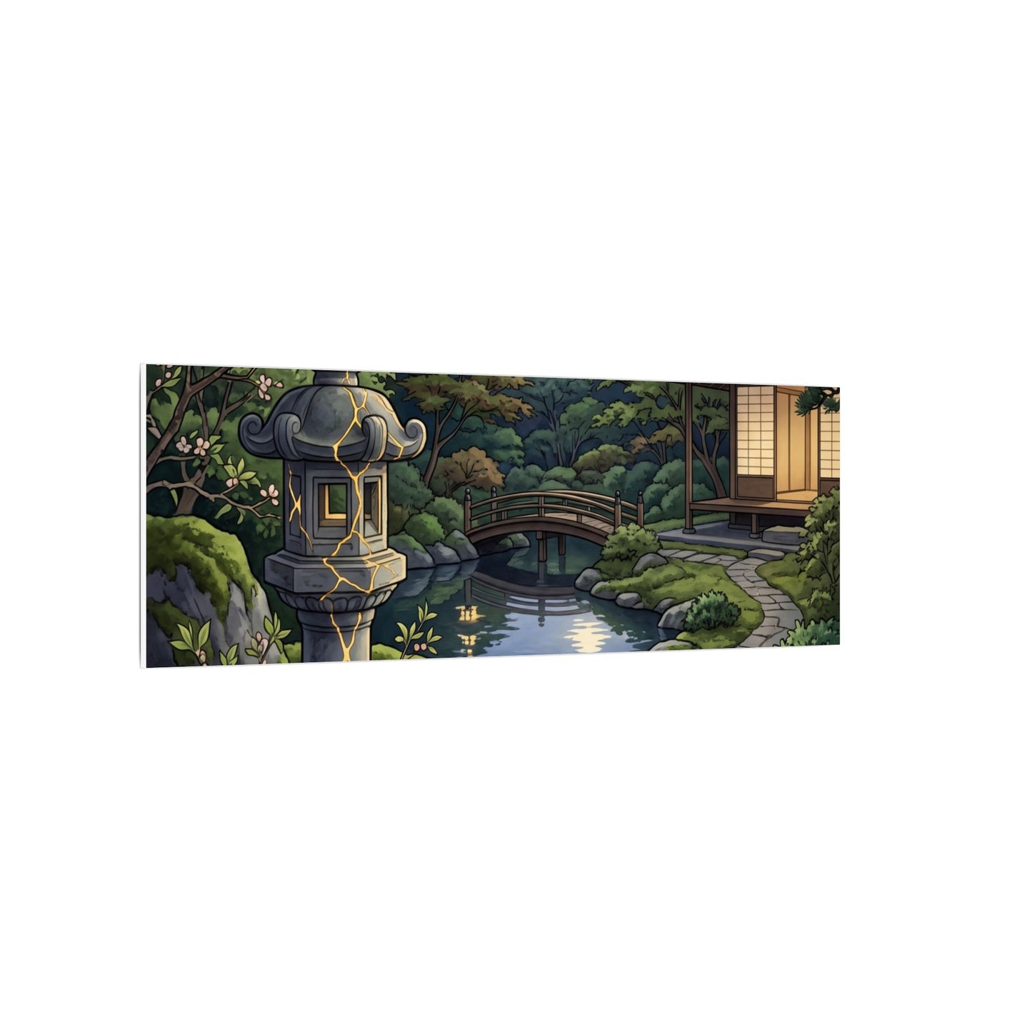 Spring Moonlit Garden Gold Vein Canvas Art | Resilient Decor