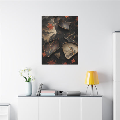 Broken Pottery Gold Vein Canvas Art | Philosophical Kintsugi Art