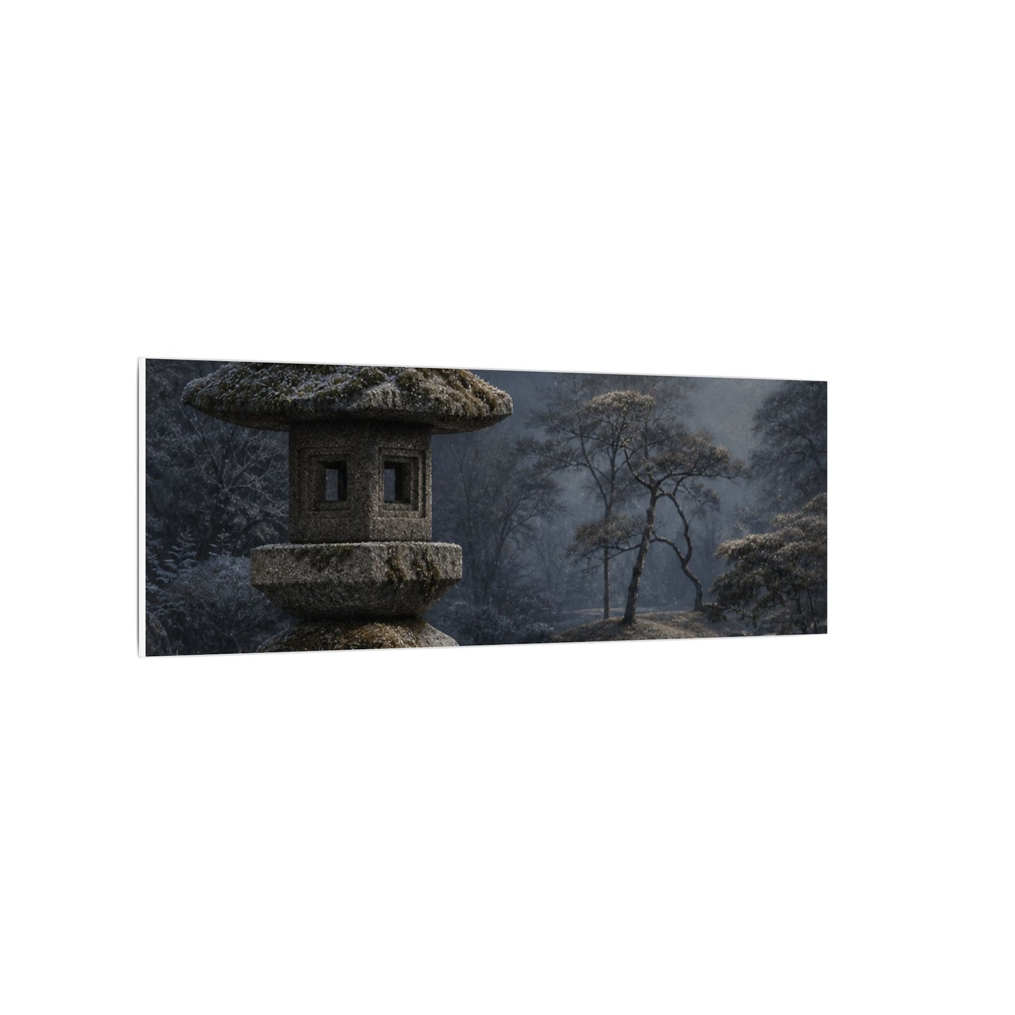 Stone Lantern Canvas Art | Winter Japandi Japanese Pattern Art