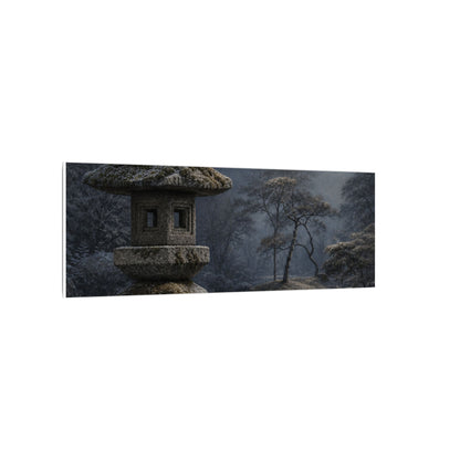 Stone Lantern Canvas Art | Winter Japandi Japanese Pattern Art
