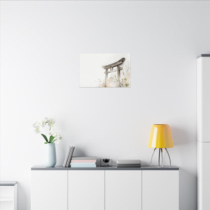 Fukinsei Torii Gate Canvas Art - Japandi Watercolor