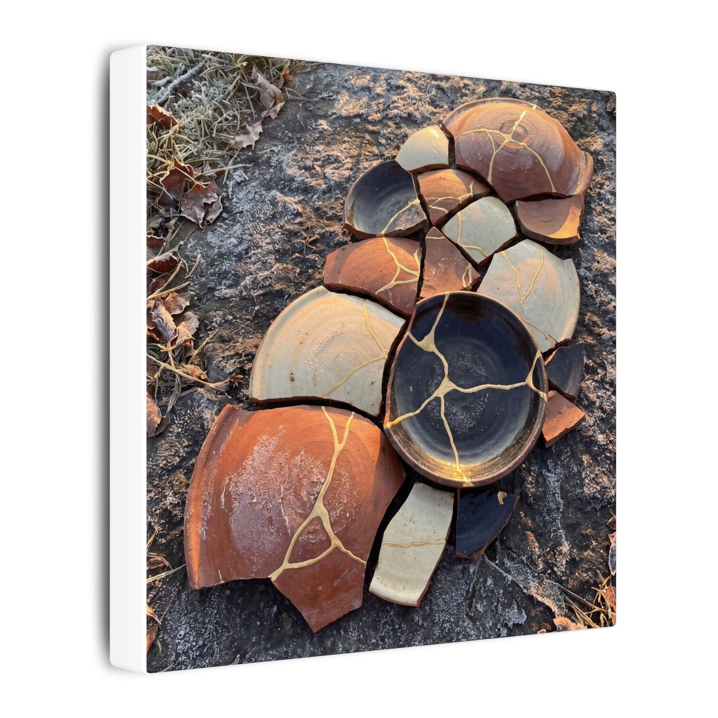 Winter Broken Pottery Gold Vein Canvas Art | Beautiful Decor