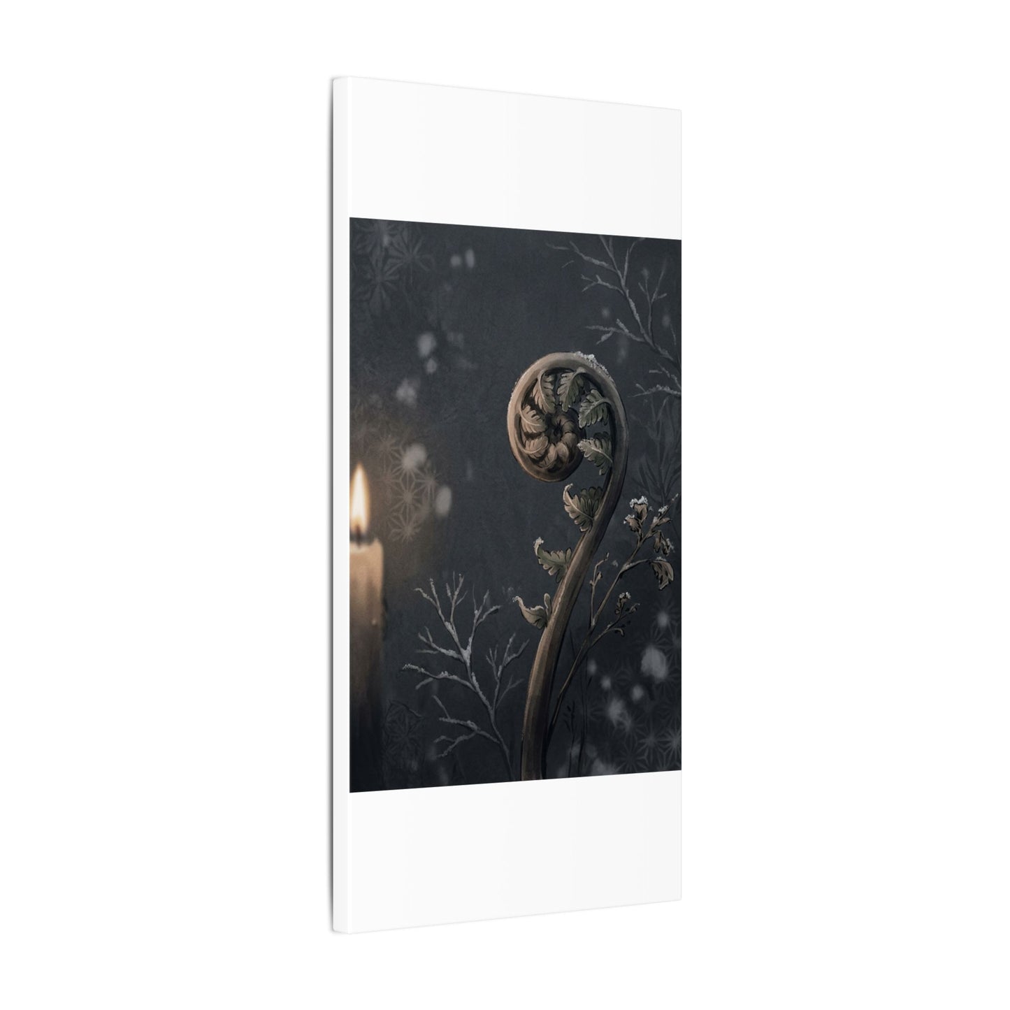 Candlelight Fern Unfurling Canvas Art - Japandi Ma