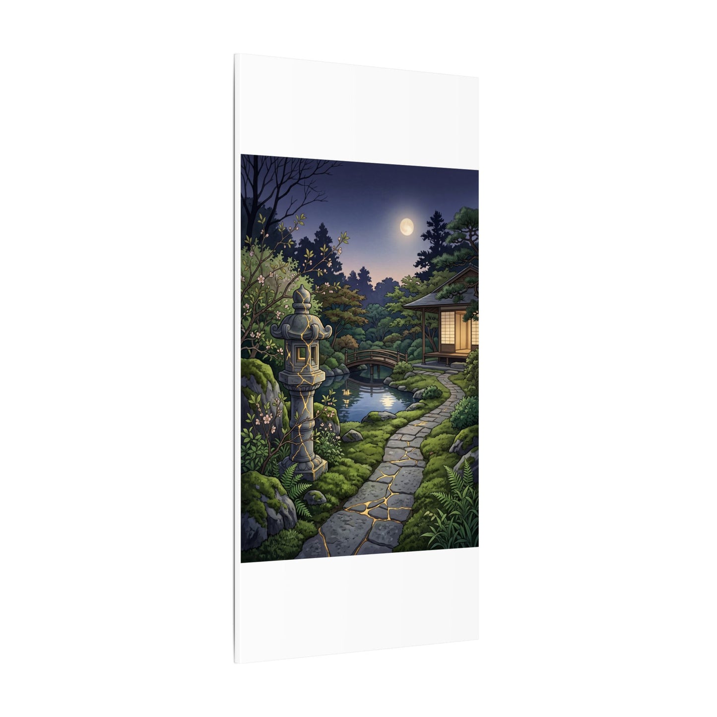 Spring Moonlit Garden Gold Vein Canvas Art | Resilient Decor