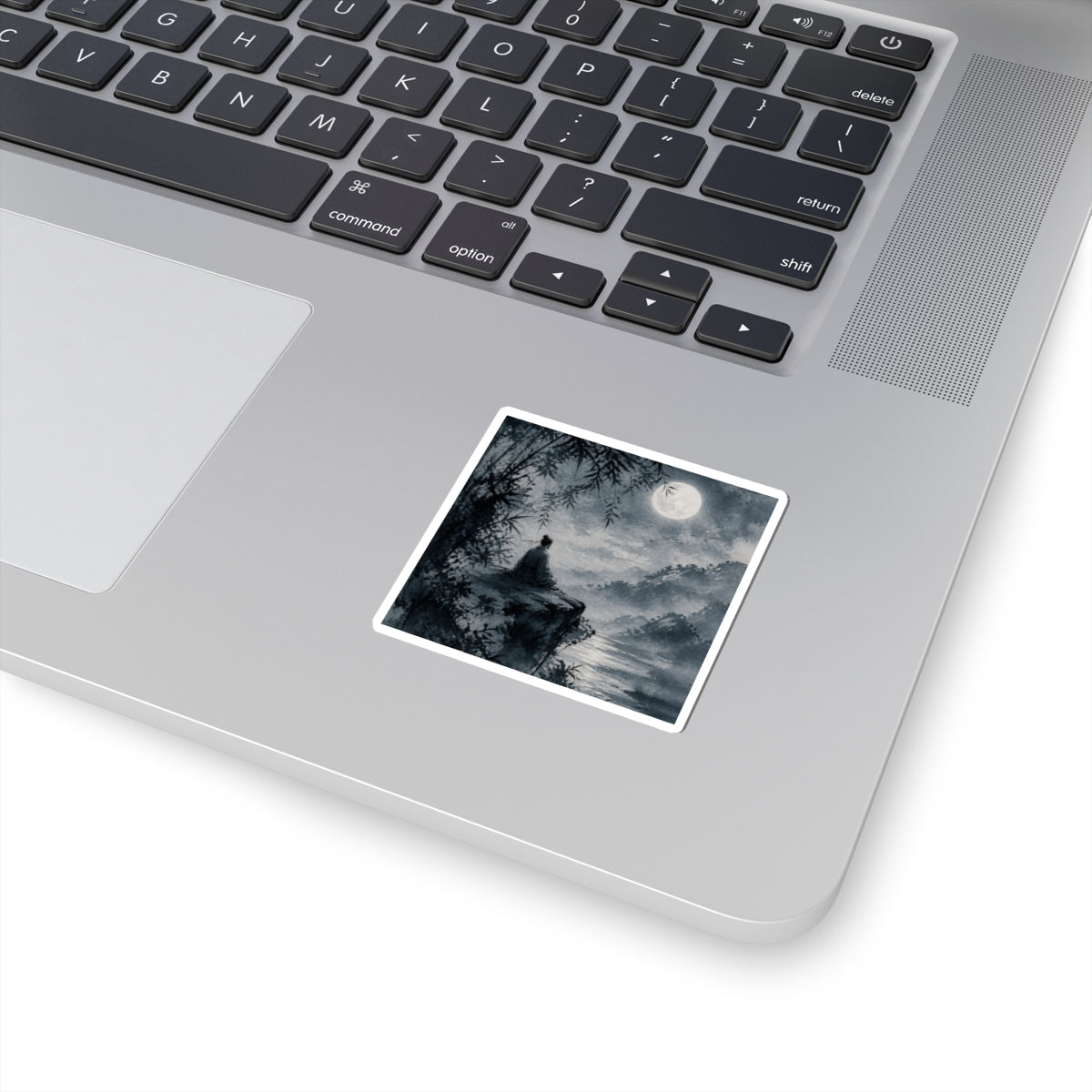 Zen Ink Brushstroke in Moonlight | Sumi E Sticker