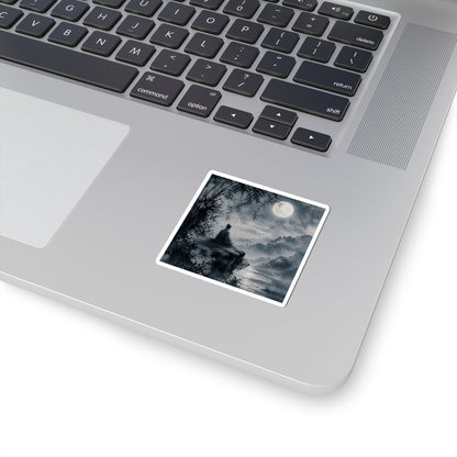Zen Ink Brushstroke in Moonlight | Sumi E Sticker