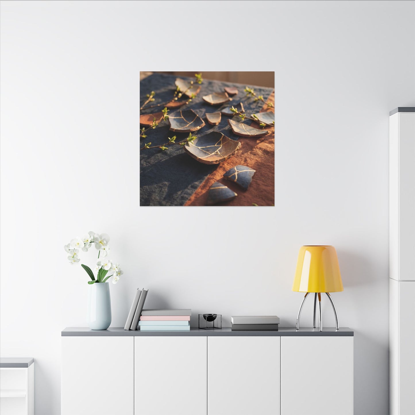 Spring Broken Pottery Gold Vein Canvas Art | Philosophical Decor