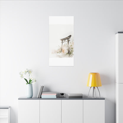 Fukinsei Torii Gate Canvas Art - Japandi Watercolor
