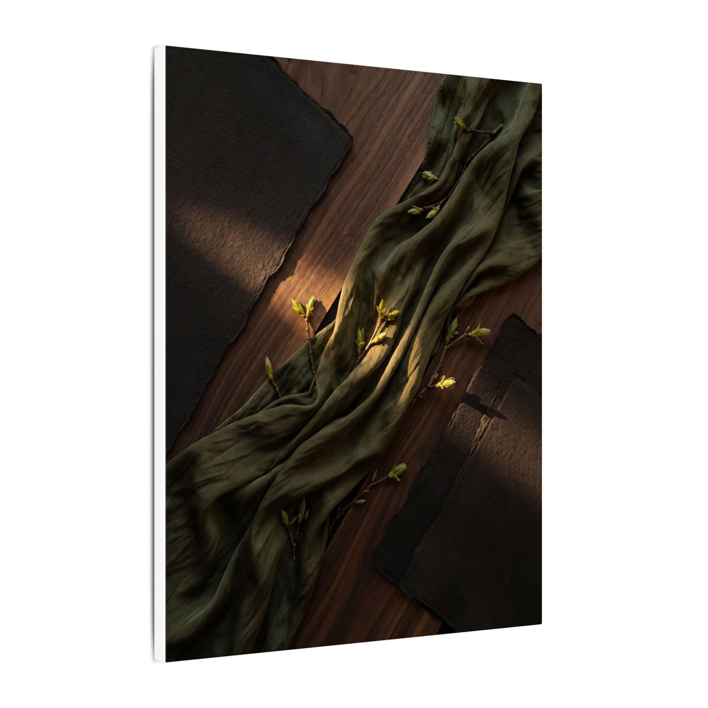 Silk Drape Canvas Art | Spring Dark Japandi Dark Texture Art