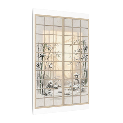 Winter Shoji Screen Sumi E Canvas Art | Tranquil Decor