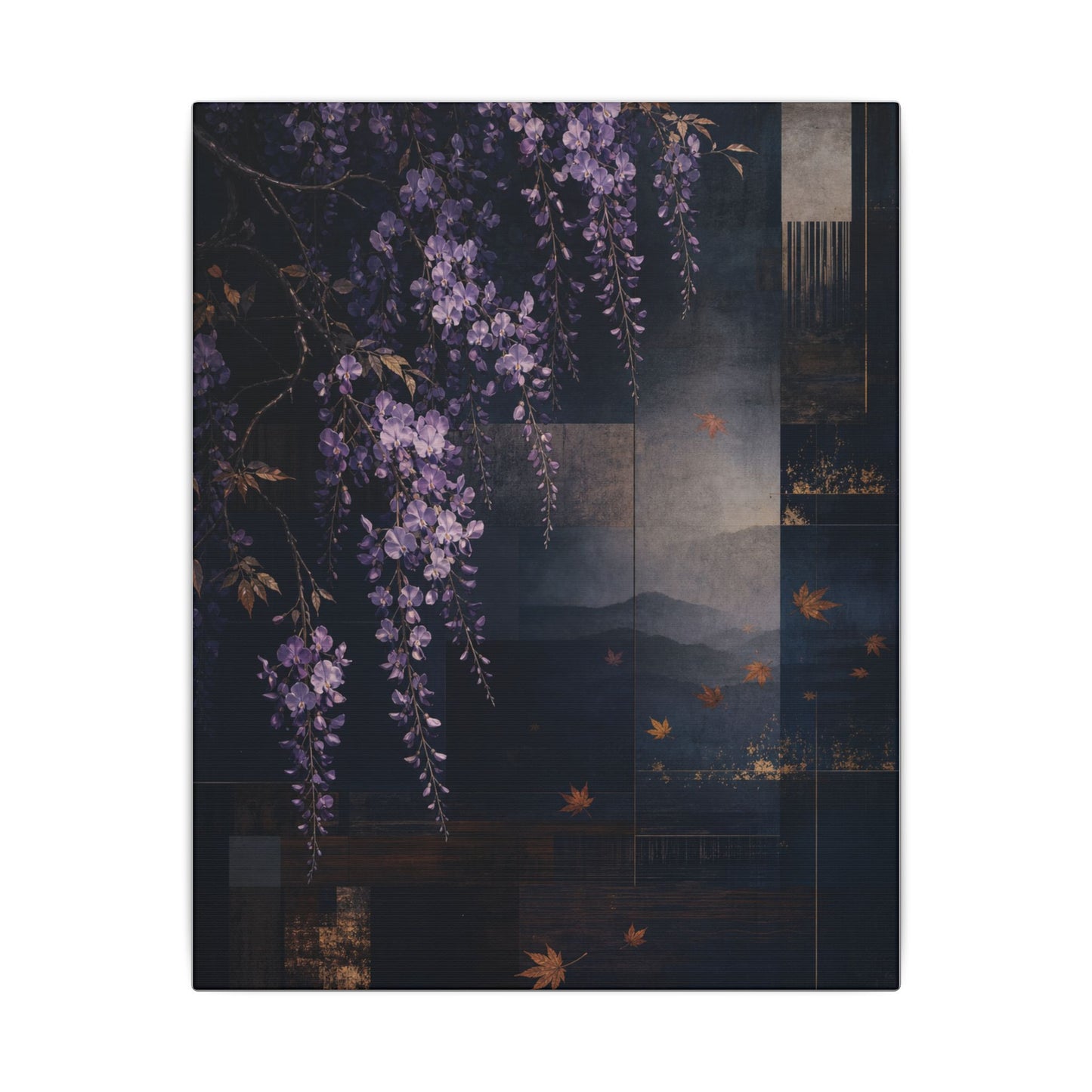 Dawn Wisteria Canvas Art - Dark Japandi Fukinsei