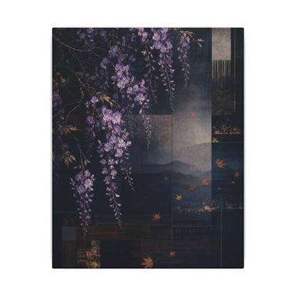 Dawn Wisteria Canvas Art - Dark Japandi Fukinsei