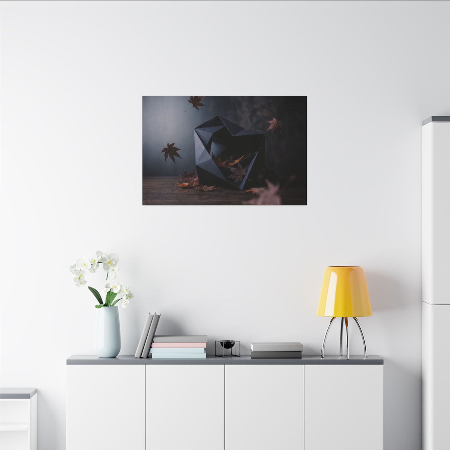 Dark Japandi Paper Fold in Dawn | Shadow Zen Canvas Art