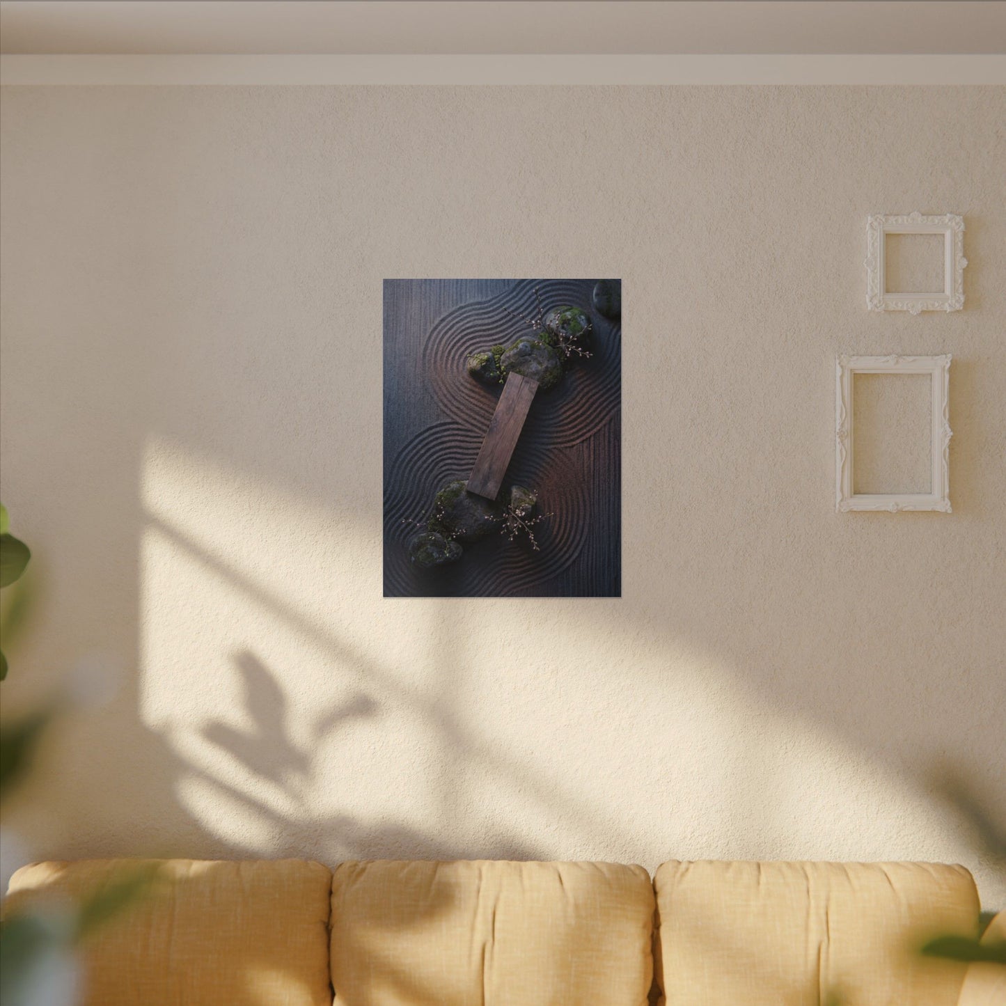 Spring Rock Garden Moody Minimal Canvas Art | Atmospheric Decor