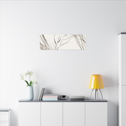 Neutral Shoji Screen Canvas Art - Minimal Line Japandi