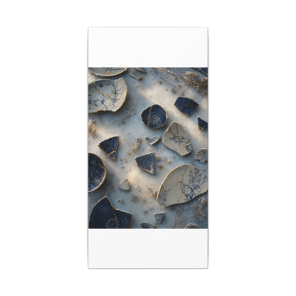 Broken Pottery Canvas Art | Winter Kintsugi Gold Vein Art