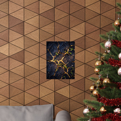 Healing Cracked Earth Wall Art Print - Crackle Gold Kintsugi