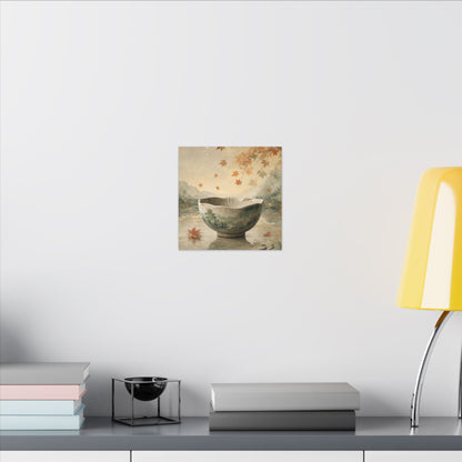 Autumn Ceramic Bowl Watercolor Canvas Art | Cozy Decor
