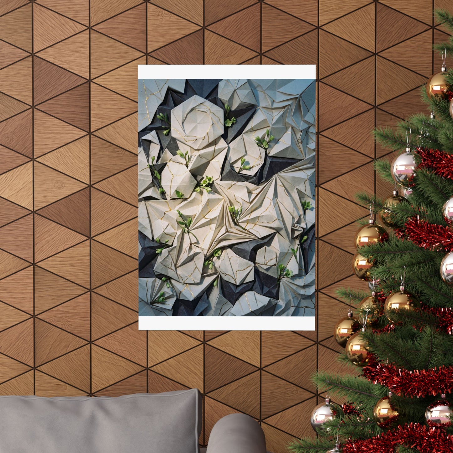 Paper Fold Gold Vein Wall Art Print | Resilient Kintsugi Art