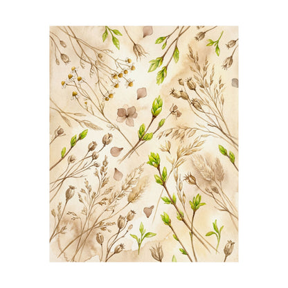 Spring Dried Flowers Watercolor Wall Art Print | Elegant Decor