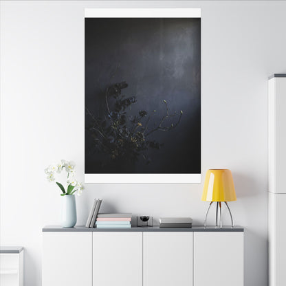 Dried Flowers Spring Canvas Art | Dark Japandi Moody Design
