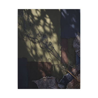 Ma Incense Smoke Canvas Art - Dark Japandi Dark Texture