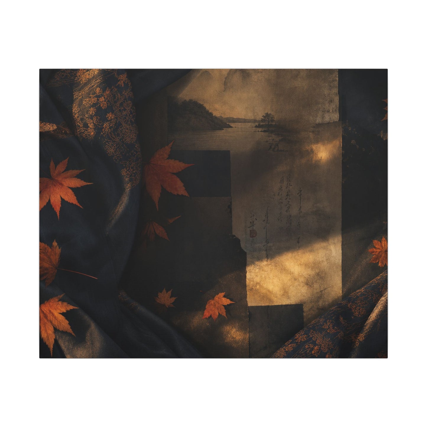 Autumn Silk Drape Shadow Zen Canvas Art | Bold Decor