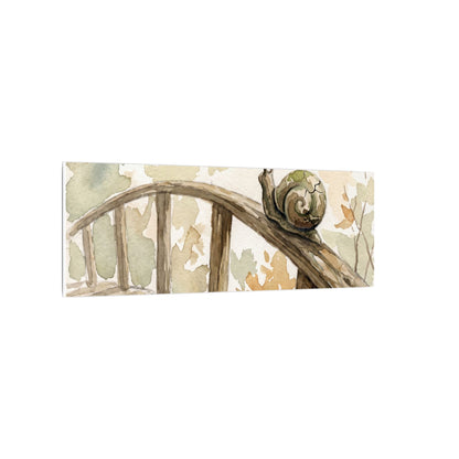 Wooden Bridge Canvas Art | Autumn Japandi Watercolor Art