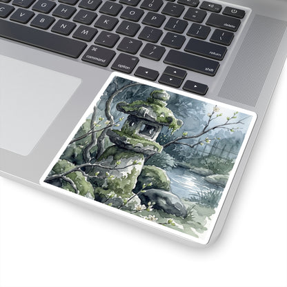 Neutral Stone Lantern Sticker - Watercolor Japandi