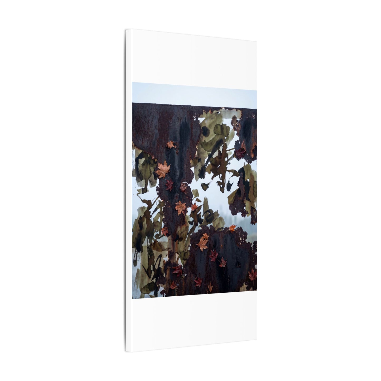 Rust Patina Charcoal Ink Canvas Art | Sophisticated Dark Japandi Art