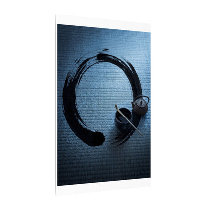 Winter Tea Ceremony Enso Canvas Art | Peaceful Decor