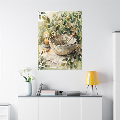 Ceramic Bowl Summer Canvas Art | Japandi Elegant Design