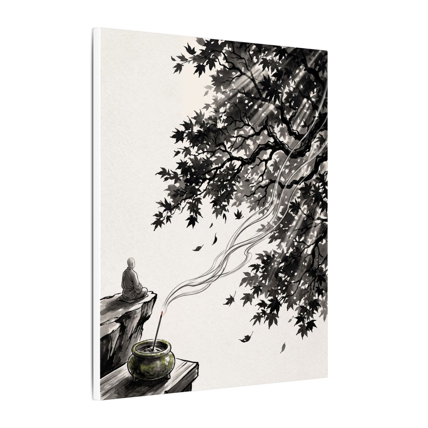 Serene Incense Smoke Canvas Art - Ukiyo E Inspired Zen