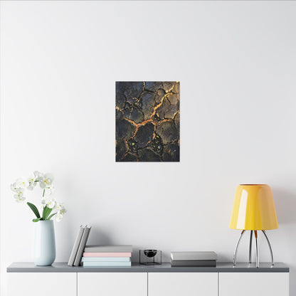 Cracked Earth Spring Canvas Art | Dark Japandi Atmospheric Design
