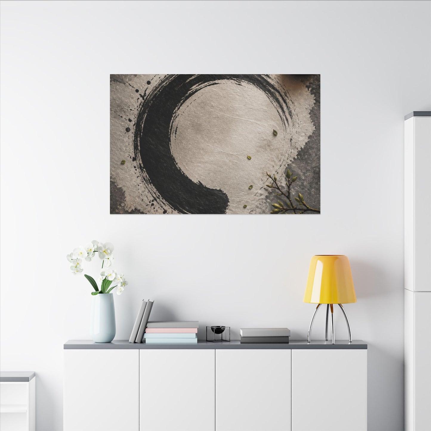 Candlelight Ink Brushstroke Canvas Art - Zen Ma