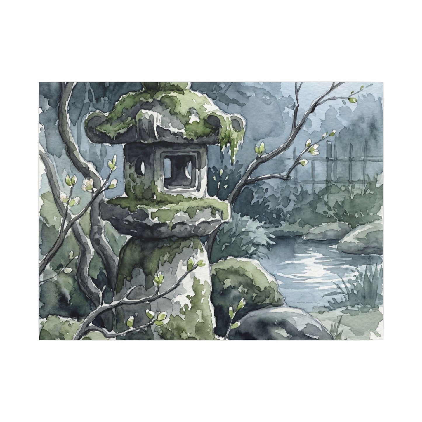 Moonlight Stone Lantern Canvas Art - Japandi Seijaku