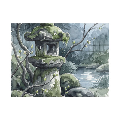 Moonlight Stone Lantern Canvas Art - Japandi Seijaku