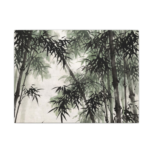 Zen Bamboo Grove in Overcast | Sumi E Canvas Art Art Print