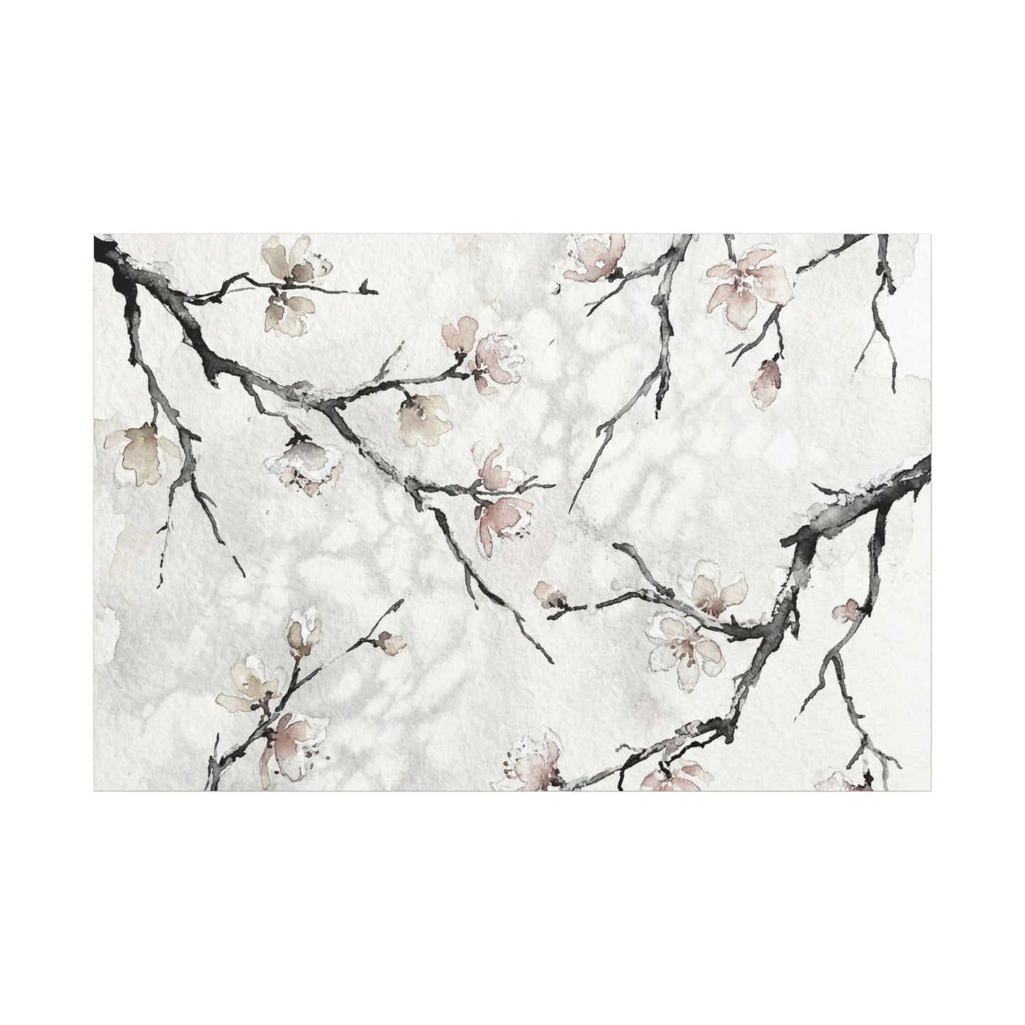 Cherry Blossom Canvas Art | Winter Japandi Watercolor Art