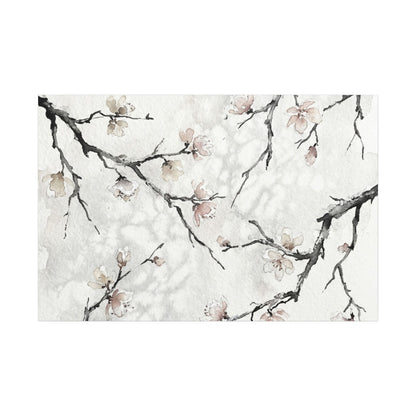 Cherry Blossom Canvas Art | Winter Japandi Watercolor Art