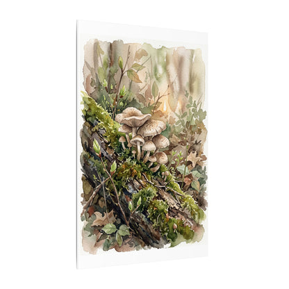 Wild Mushrooms Canvas Art | Spring Japandi Watercolor Art