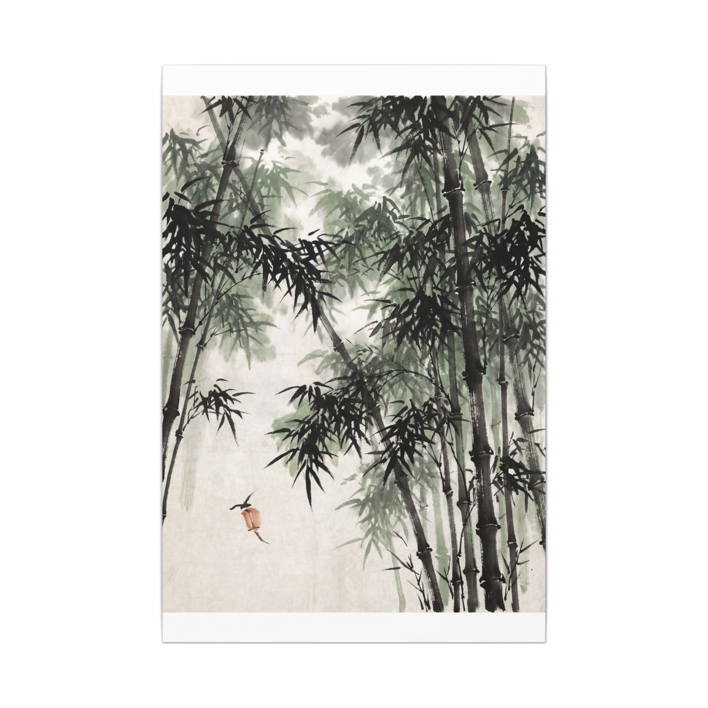 Zen Bamboo Grove in Overcast | Sumi E Canvas Art