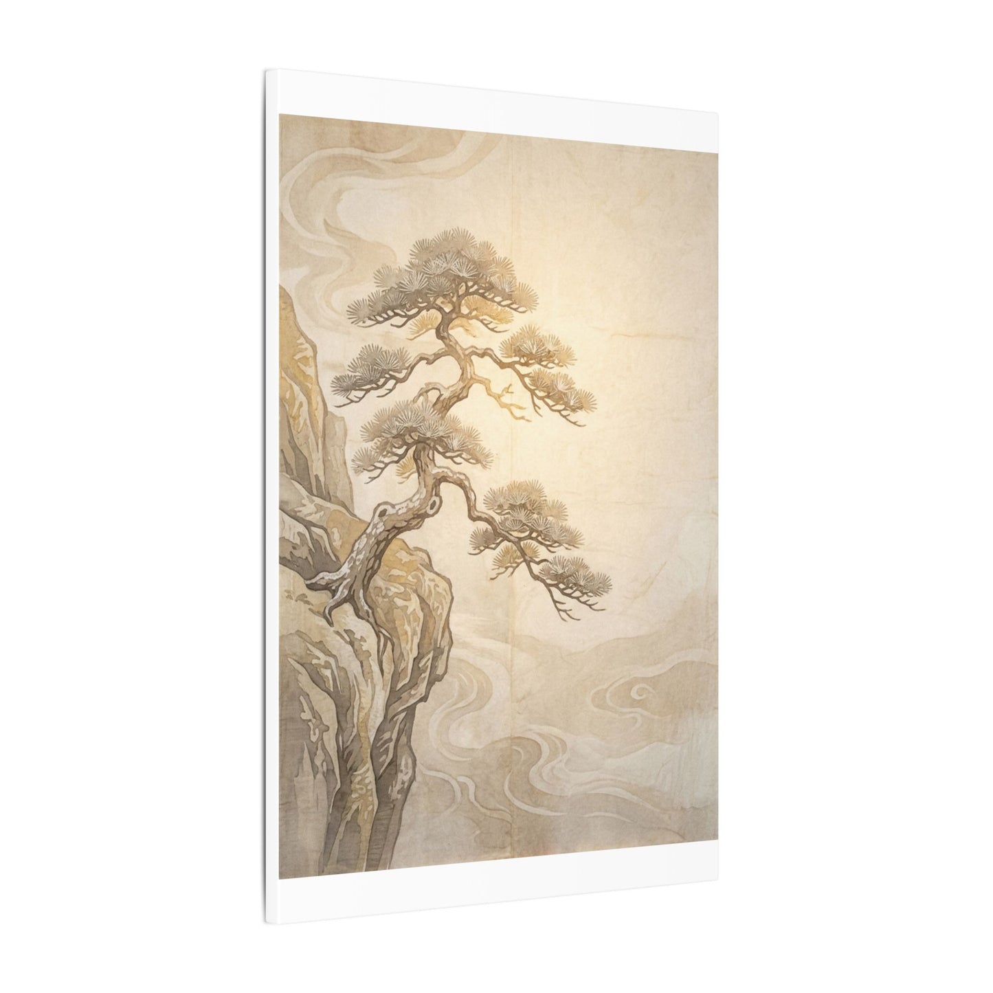 Winter Pine Tree Japanese Pattern Canvas Art | Elegant Decor