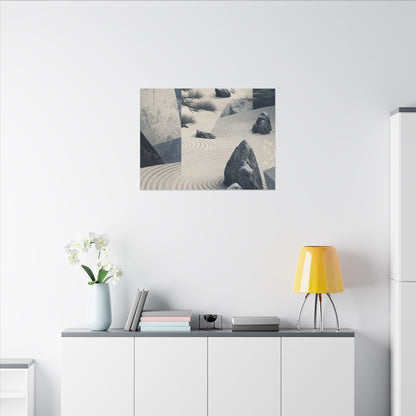 Seijaku Rock Garden Canvas Art - Zen Ukiyo E Inspired