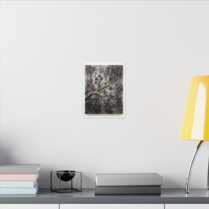 Kanso Cherry Blossom Canvas Art - Kintsugi Crackle Gold