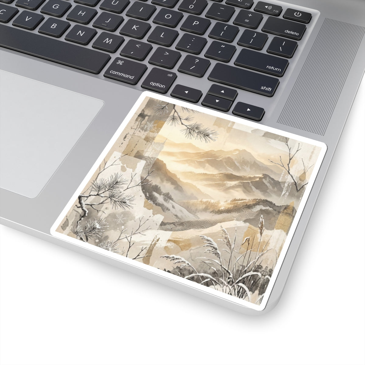 Shibui Mountain Mist Sticker - Japandi Japanese Pattern Art Print