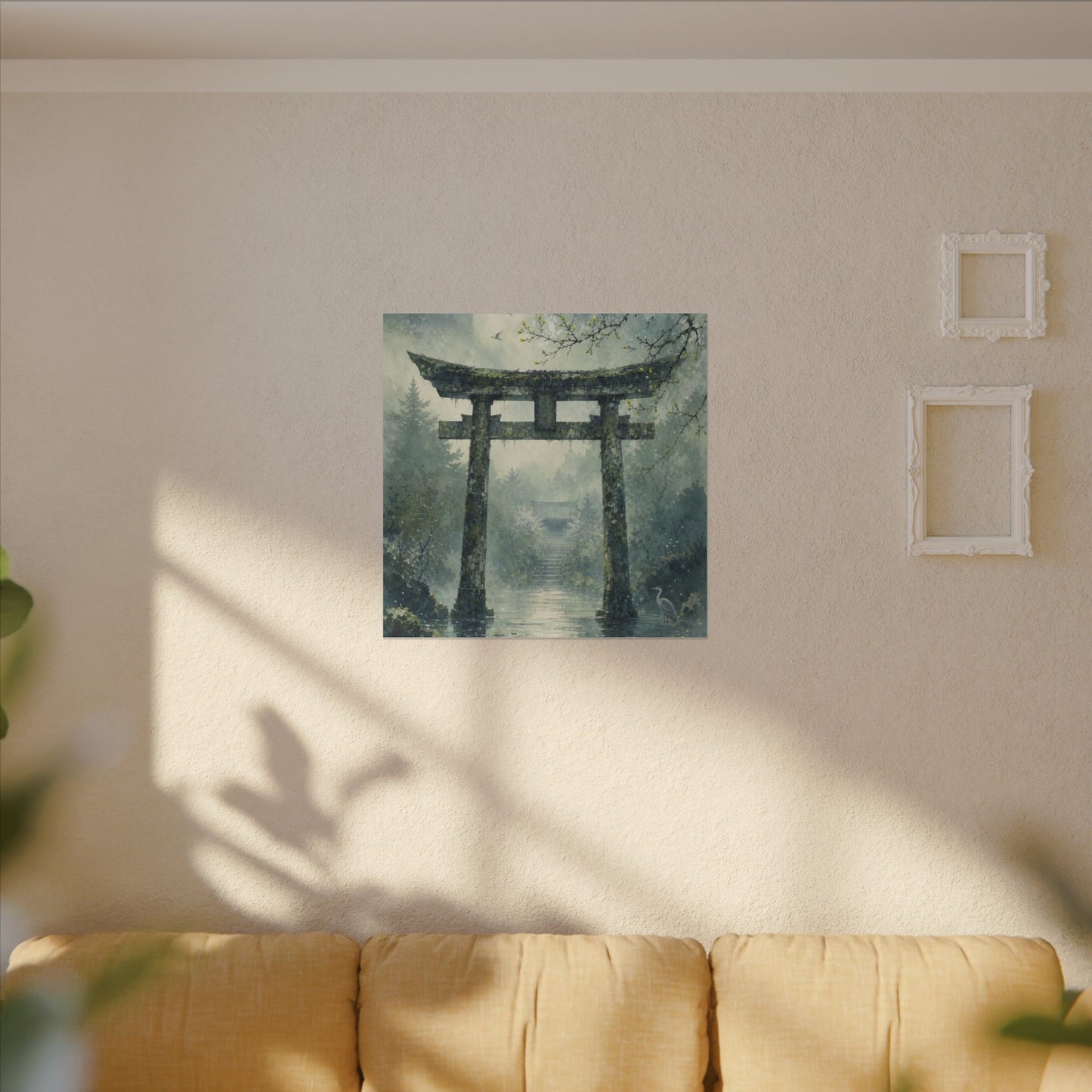 Earthy Torii Gate Canvas Art - Watercolor Japandi