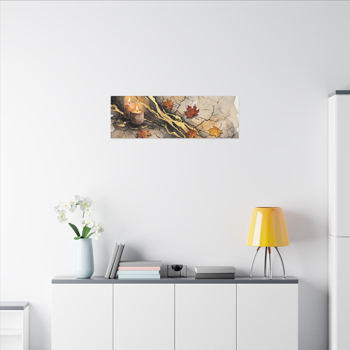 Cracked Earth Autumn Canvas Art | Japandi Warm Design